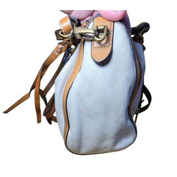 Fossil Kendal Satchel Saddle Bag Taupe Pebbled Leather Leather Handles Strap - Picture 6 of 11